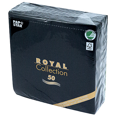 Купить салфетка бумажная черная 40х40 см 1-сл 50 шт/уп royal papstar 1/5 (артикул производителя 10452) в Москве