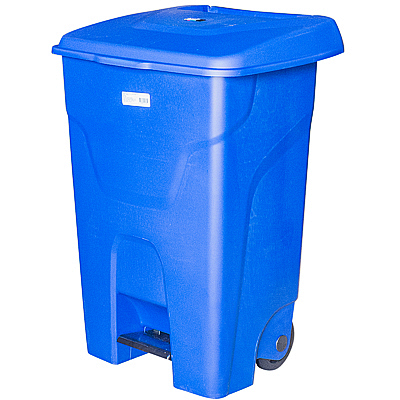 Купить бак мусорный прямоугольный 80л дхшхв 450х505х730 мм на колесах с педалью пластик синий bora 1/3 в Москве