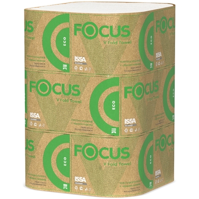 Купить полотенце бумажное листовое 1-сл 230х230 мм 250 лист/пачке eco v-сложения белое "focus" (артикул производителя 5049976) в Москве