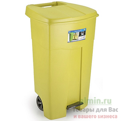 Купить бак мусорный прямоугольный 125л дхшхв 580х500х940 мм на колесах с педалью пластик желтый bora 1/1 в Москве
