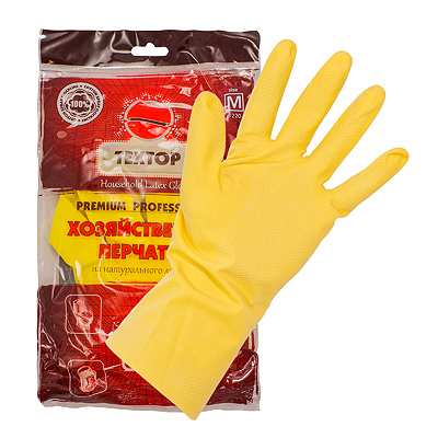 Купить перчатки хозяйственные 1 пара home comfort m желтый латекс "textop" в Москве