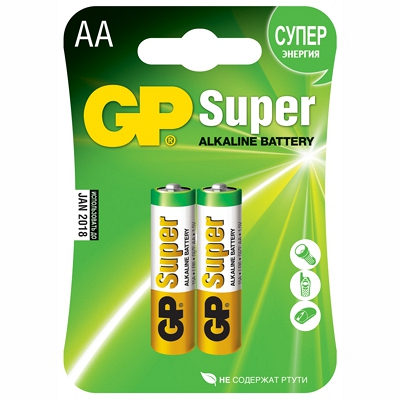 Купить батарейка aa 2 шт/уп gp super в блистере 1/10, 1 шт. в Москве