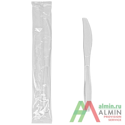 Купить нож столовый н195 мм в индивидуальной упак ps прозрачный duni 1/250, 250 шт./упак в Москве