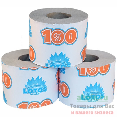 Купить бумага туалетная 1-сл 1 рул/уп 100 м стандарт lotos maxi серая 1/24 в Москве