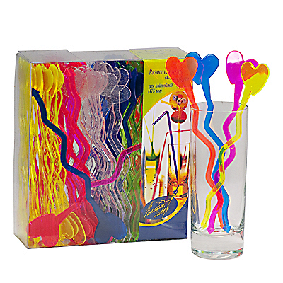 Купить размешиватель для коктейля h180 мм 100 шт/уп сердечко разноцветные пластик "пласт-лидер" в Москве