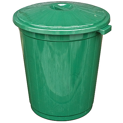 Купить бак мусорный 105л h660d600 мм круглый зеленый пластик с крышкой "пластхозторг" в Москве