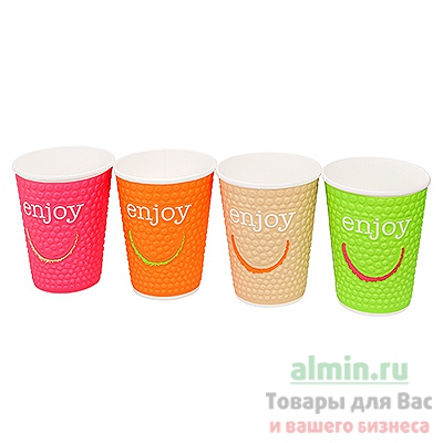 Купить стакан бумажный 300мл d90 мм 2-сл для горячих напитков enjoy разноцветный huhtamaki 1/40/800, 40 шт./упак в Москве