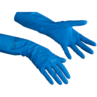 Купить перчатки хозяйственные l комфорт нитрил голубые vileda 1/10/50 (артикул производителя 148173) в Москве