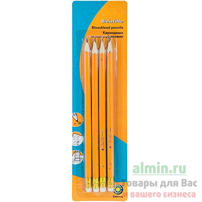 Купить карандаш простой 4 шт/уп заточенный с ластиком 1/1 в Москве