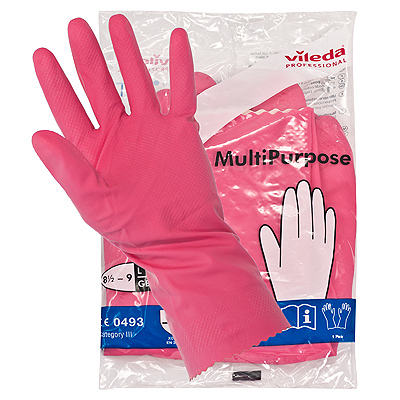 Купить перчатки хозяйственные 1 пара l многоцелевые с удлиненным манжетом розовый латекс "vileda professional" (артикул производителя 100751) в Москве