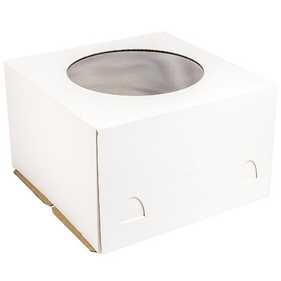 Купить коробка для торта дхшхв 300х300х300 мм до 5 кг с окном картонная белая gdc 1/10, 10 шт./упак в Москве