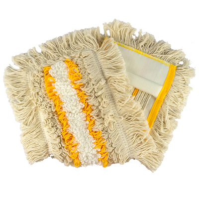 Купить насадка - моп (mop) для швабры 500х145 мм 1 плоская с карманами с желтой полосой белая микрофибра "hunt`s" 1/50 в Москве