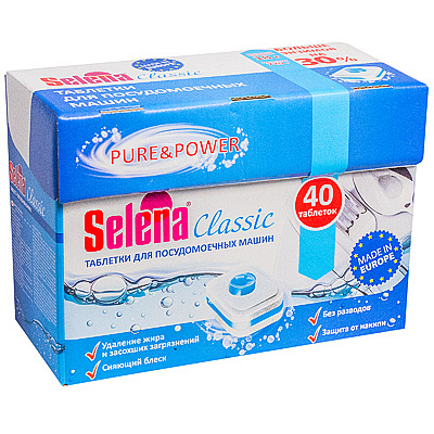 Купить таблетки универсальные 40 шт/уп для посудомоечных машин selena classic gf 1/3 в Москве
