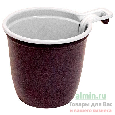 Купить чашка кофейная 200мл ps коричневый/белый у-ю 1/50/1000, 50 шт./упак в Москве