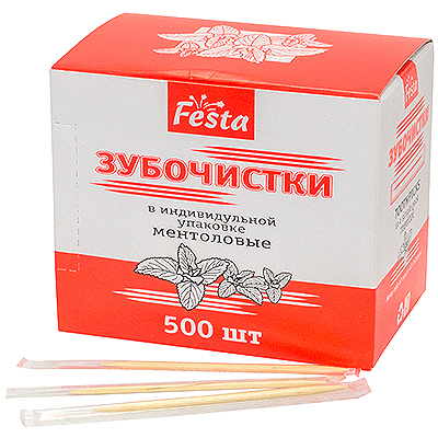 Купить зубочистки h65 мм 500 шт/уп ментол дерево в пленке в индивидуальной упак "nn" в Москве