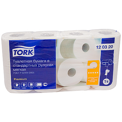 Купить бумага туалетная 2-сл 8 рул/уп tork t4 premium белая sca 1/12, 1 шт. (артикул производителя 120320) в Москве