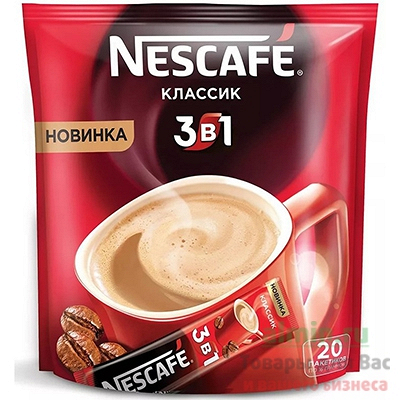 Купить кофе растворимый порционный 16г 20 шт/уп nescafe классик 3 в 1 nestle 1/1 в Москве