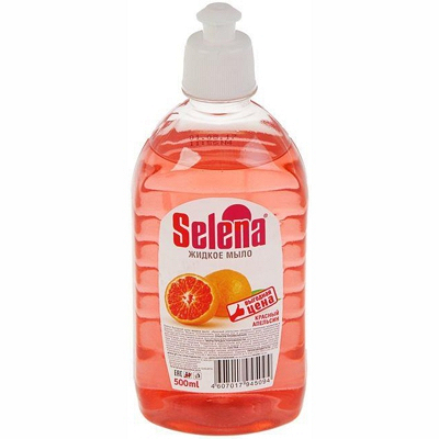 Купить мыло жидкое 500мл прозрачное красный апельсин selena с дозатором push-pull gf 1/20 в Москве