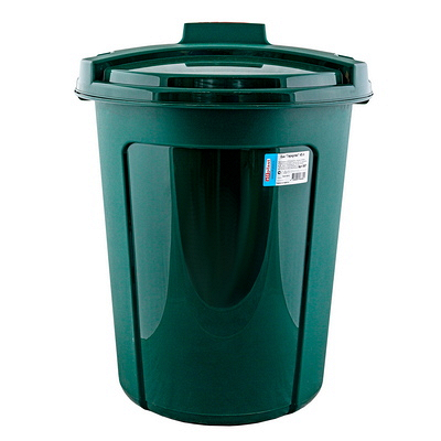 Купить бак мусорный круглый 45л h575d465 мм геркулес темно-зеленый пластик с крышкой "elfplast" в Москве