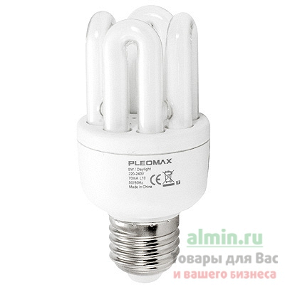 Купить лампа энергосберегающая e27 теплый свет 9w 220v спираль pleomax 1/12 в Москве