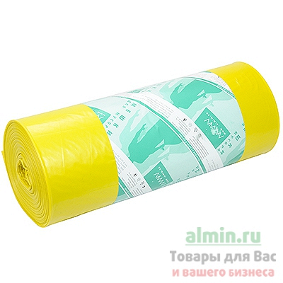 Купить мешок (пакет) мусорный 180л 900х1100 мм 70 мкм 25шт/рул пвд желтый almin 1/25/250, 25 шт./упак в Москве