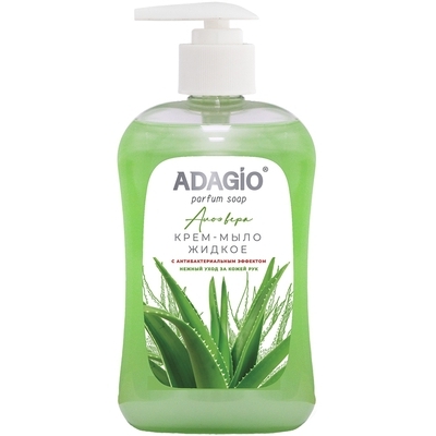Купить крем-мыло жидкое 500 мл алое вера антибактериальное перламутровое с дозатором "адажио" в Москве