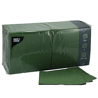 Купить салфетка бумажная зеленая 33х33 см 3-сл 250 шт/уп papstar (артикул производителя 12486) в Москве