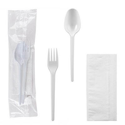 Купить комплект №3 250 набор ложка столовая, вилка, салфетка белый ps "хорта", 250 шт./упак в Москве