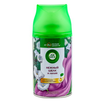 Купить освежитель автоматический 250 мл аэрозоль шелк и лилия сменный баллон "air wick" в Москве