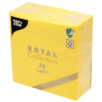 Купить салфетка бумажная желтая 33х33 см 1-сл 50 шт/уп royal papstar 1/10 (артикул производителя 82240) в Москве