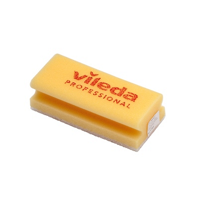 Купить губка для поверхностей профилированная 150х70 мм prof белым абразивом желтый поролон "vileda professional" 187052 (артикул производителя 1605) в Москве