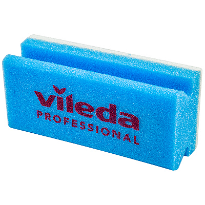 Купить губка для поверхностей профилированная 150х70 мм prof белым абразивом синий поролон "vileda professional" (артикул производителя 102562) в Москве