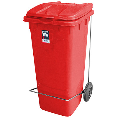 Купить бак мусорный прямоугольный 120л 600х480х960 мм уценка! (царапины) на колесах с педалью красный пластик "bora" в Москве