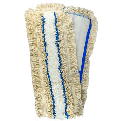 Купить насадка - моп (mop) для швабры 1000х145 мм 1 плоская с карманами с синей полосой белая микрофибра "hunt`s" в Москве