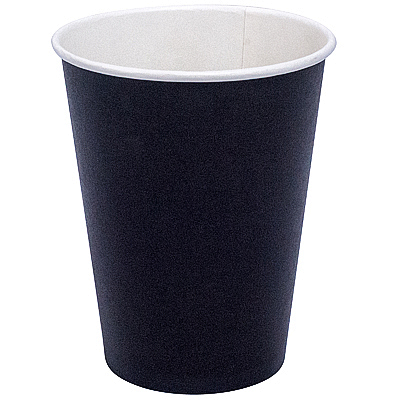 Купить стакан бумажный 350мл d90 мм 1-сл для горячих напитков черный ep 1/50/1000, 50 шт./упак в Москве