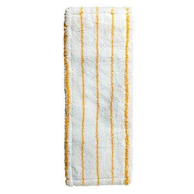 Купить насадка - моп (mop) для швабры 400х130 мм с жёлтой полосой плоская с карманами и ушками белая микрофибра "a-vm" в Москве