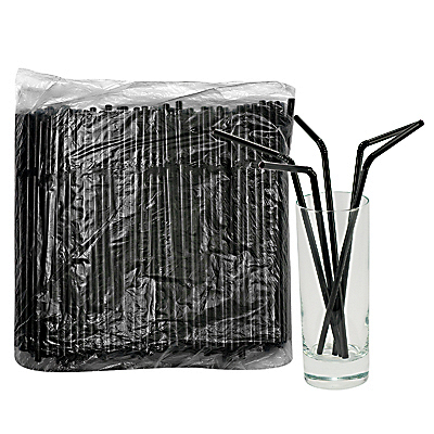 Купить соломка (трубочка) для коктейля h240d5 мм 1000 шт с изгибом черный pp "almin" в Москве