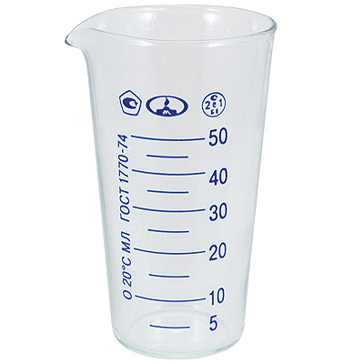 Купить стакан мерный 50 мл гостированный прозрачный стекло "nn" в Москве