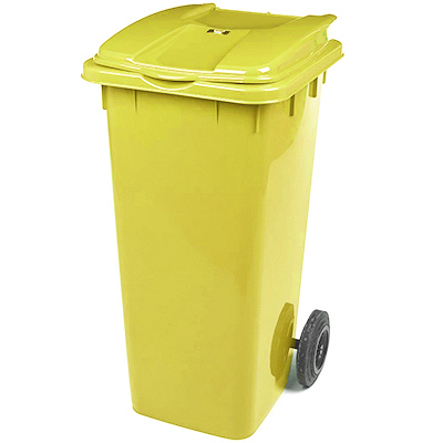 Купить бак мусорный прямоугольный 120л дхшхв 600х480х960 мм на колесах пластик желтый bora 1/3 в Москве