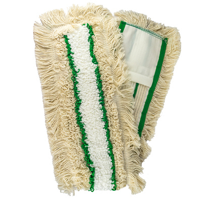Купить насадка - моп (mop) для швабры 800х145 мм 1 плоская с карманами с зеленой полосой белая микрофибра "hunt`s" 1/40 в Москве