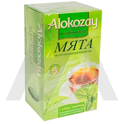 Купить чай черный пакетированный 25 шт в индивидуальной упак мята alokozay 1/24 в Москве