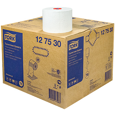 Купить бумага туалетная 2-сл 100 м в рулоне h99 d132 мм 27 шт/уп t6 advanced белая "tork" 1/1 (артикул производителя 127530) в Москве