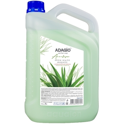Купить мыло жидкое 5 л антибактериальное алоэ вера канистра "адажио" в Москве