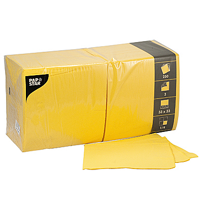 Купить салфетка бумажная желтая 33х33 см 3-сл 250 шт/уп papstar 1/4, 1 шт. (артикул производителя 12485) в Москве